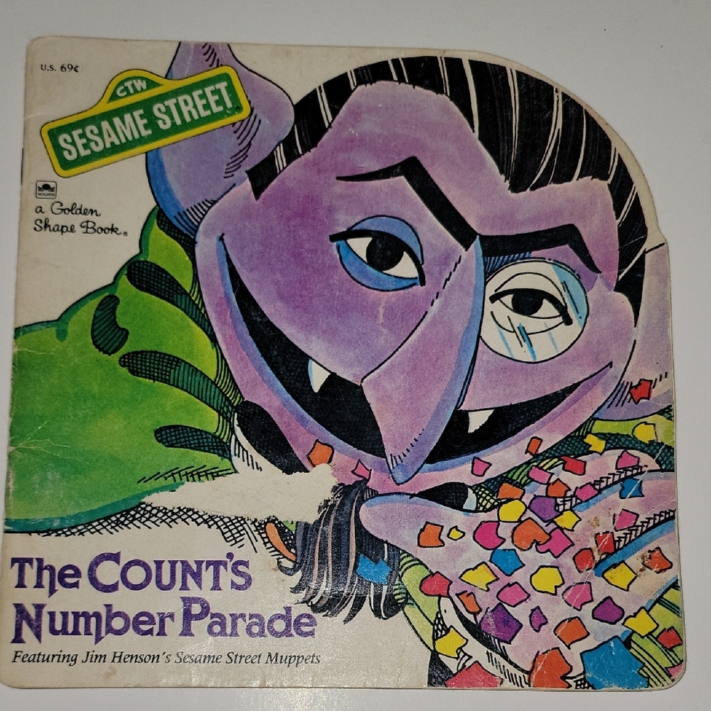 Vintage Golden Shape Book Sesame Street The Count's Number Parade Jim Henson 70s